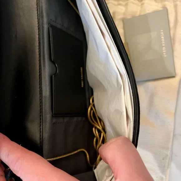 New Reed Krakoff Gold / Black  Clutch with detachable Chain Strap Evening - Picture 2 of 5